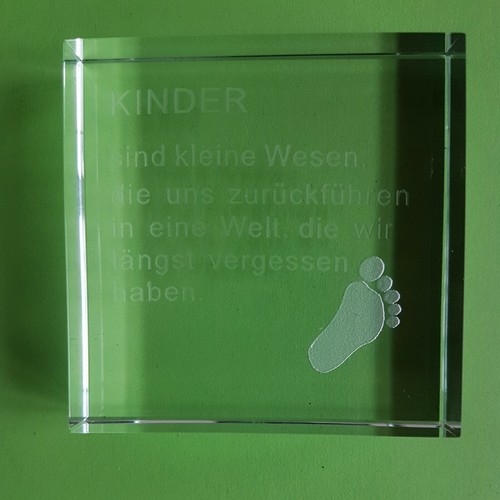 Massiver glasquader mit spruch - mit,