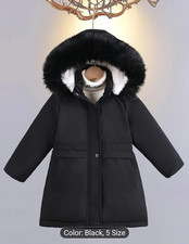 NEU MÄDCHEN SCHWARZER PARKA