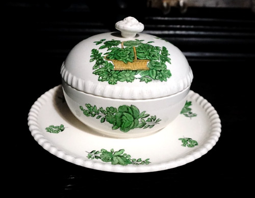 Terrine green basket - terrine, spode