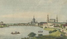DRESDEN - Frauenkirche - Stammbuchkupfer, Wiederhold - Kupferstich, um 1820