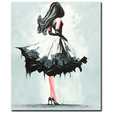 ORIGINAL Acryl Bild Gemälde Frau Abstrakt Malerei Kunst Modern Kleid HANDGEMALT