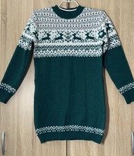 Damen Strick Kleid, Grün-Weiß, Winter Kleid, Größe 40