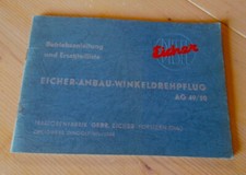 Eicher Betriebsanleitung / Ersatzteilliste für Pflug AG49 / 50