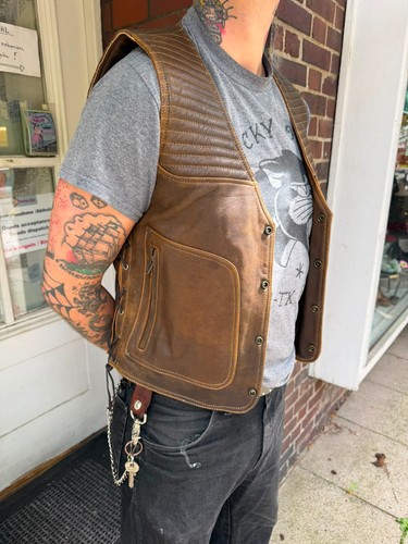 Leder weste herren - weste, oldschool