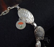 Jugendstil Armband mit 3 Anhängern ~1900/1910 Florales Dekor 19cm ~800 Silber