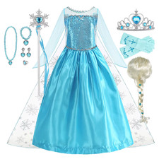 Disney Frozen Elsa Schneekönigin Prinzessin Kleid Mädchen Kostüm Halloween Kinde