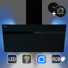 KKT KOLBE Dunstabzugshaube 90cm Umluft Abluft schwarz Glas Smart WLAN App