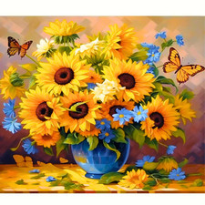 Strahlende Sonnenblumenpracht: Diamond Painting Set ohne Bilderrahmen 40 x 30 cm