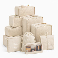 8er Set Kofferorganizer beige