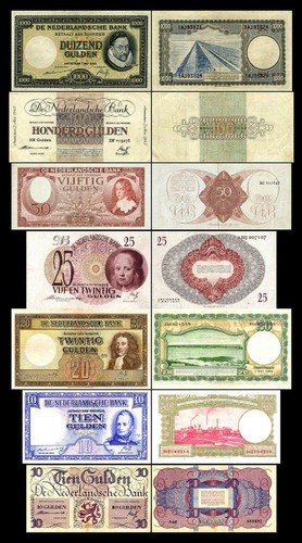 50 100 1000 gulden - 10,10,20,25,50,100,1000,