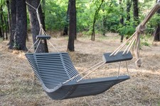 Handgefertigte Bio Holz Hängematte mit Seil| Öko Outdoor Sitz, wetterfest 250x90 cm