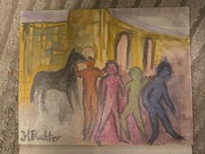 Menschen mit Pferd Aquarell 