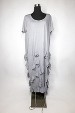 ?Lagenlook Maxi langes Kleid Barbara Speer grau Fetzen zu Rundholz Gr. XL  ?