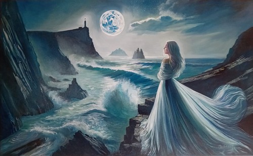 ölgemälde frau meer - am,