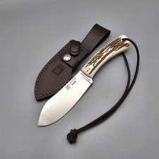 Joker Nessmuk Hirschhorn Messer Jagdmesser 14C28N Stahl Lederscheide