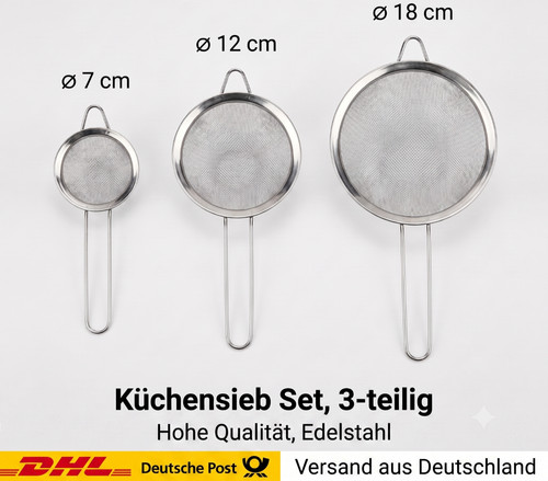 Küchensieb set 18 cm - küchensieb-set, 8/12/18