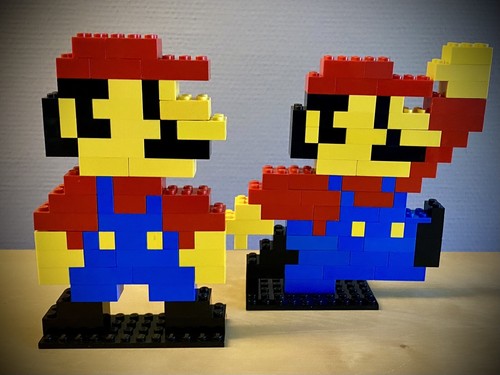 Lego pixel skulptur - pixel, mario