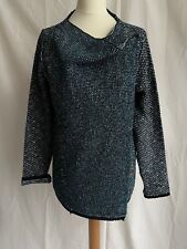 Pullover CECIL Baumwolle Wasserfall S 38 40 Meliertes Muster Druckknopf Petrol