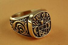 WAPPENRING KNIGHTS RITTER WAPPEN GOLD PLATED VERGOLDET HERRENRING SIEGELRING 434