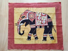 1983 Tuch Wandbehang Elefant Sri Lanka  46 x 53 cm Vintage
