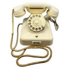 Post W48 mT Telefon Bakelit Festnetztelefon Wählscheibe Creme Weiß Vintage Retro