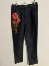 Damen Hose Blau L Mit Blumen