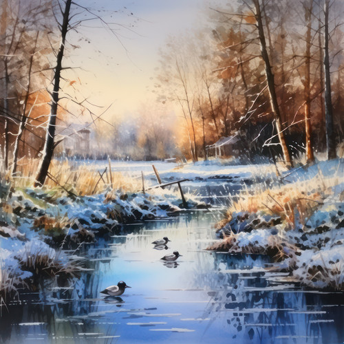 Wandbild enten see - wandbild,