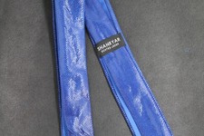 Leder Krawatte/Tie Nappaleder gemustert limitiert ca, 146 cm Lang in Royal blau