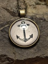 Halskette in Gold / Messing glasiert Anker Glücksbringer für den Seemann