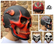 Totenkopf Helm Motorrad Fahrrad Deko Unikat Skull Halbschalenhelm Haloween