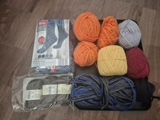 Wolle Garn Stricken Häkeln Handarbeit Hobby Socken Blau Orange Braun Lila Glitze