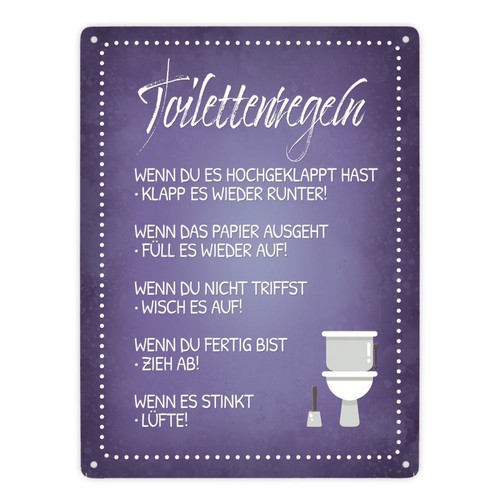 Toilettenregeln metallschild - toilettenregeln,