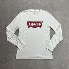 LEVIS Herren T-Shirt Langarm Gr. S Regular Fit Retro Classic Logo 3202 Weiß