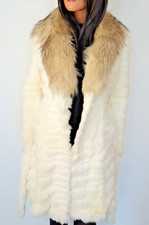 NEU Designer ROSSODISERA  Pelzmantel  Gr.36  Kanin Blaufuchs Pelz Rabbit Italien