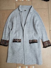 Pho Firenze Damen Strick Mantel mit Stickerei Gr. XL Grau