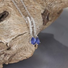 Wert 1080 € Brillant Saphir Collier 750 18 Karat Weiß Gold