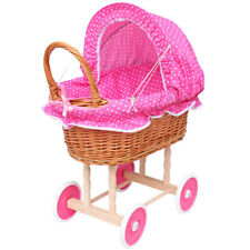 Puppenwagen aus Weide Holz Weidenwagen Kinderwagen Weidenpuppenwagen Rosa ROPT