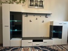 Wohnwand Schrankwand SOLIDO TWIN - Weiß Hochglanz mit LED Beleuchtung TV Wand