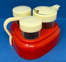 DDR Menage Salz Pfeffer Streuer Senf Napf mit Löffel WISCO 1950/60er Jahre /P4