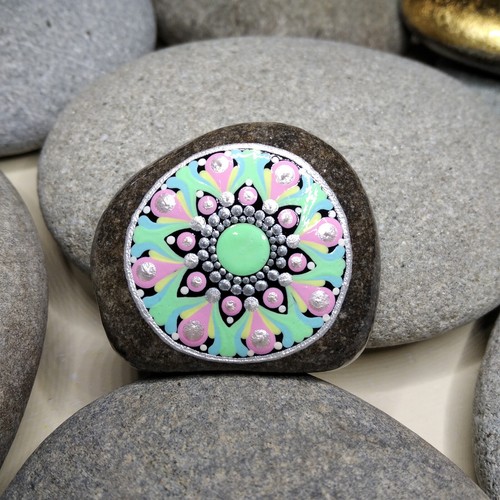 Mandala stein bunt - mandala,