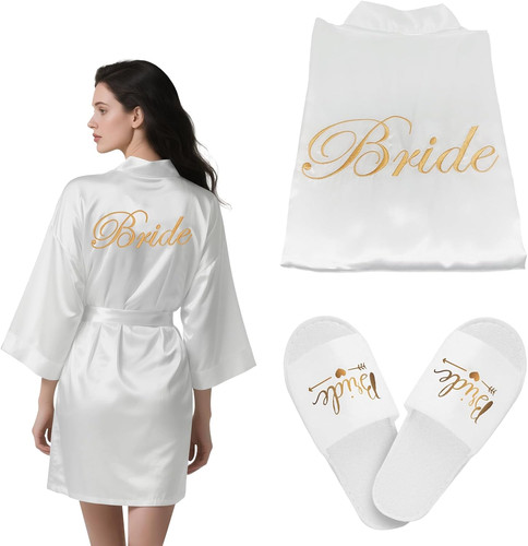 Braut kimono satin nachthemd - braut,