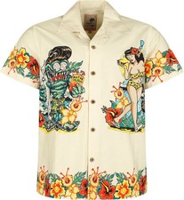 King Kerosin Kurzarmhemd Herren Hawaii Shirt natur Biker, Rockabilly, Rockwear