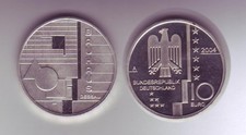 Silbermünze 10 Euro stempelglanz 2004 Bauhaus Dessau stempelglanz