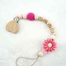 Schnullerkette mit Namen Blume