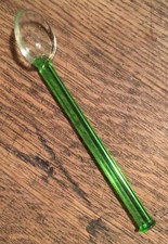 Kaviar - Glaslöffel ,Länge 14cm , Chip  ,beschliffen  , 2farbig , gebraucht