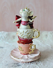 Clayre & Eef, Deko Maus in Tasse, süße Tassenmaus, Tassenturm, rosa rot,