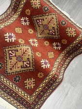 Afghan Ziegler 88 cm x 65 cm GEREINIGT Orientteppich Perserteppich Teppich G0160