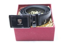 PORSCHE Herrengürtel Kunstleder Leder Gürtel 125cm + ideal als Geschenk in Box