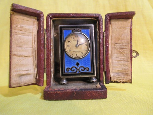 Reiseuhr silber emaille - silber,