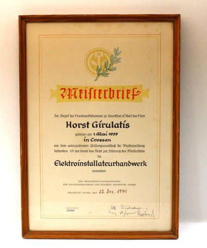 Alter meisterbrief d - alter, f.